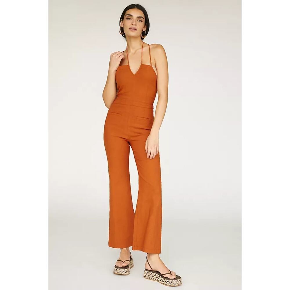 Maeve Strappy The Colette *In Brown* Linen Blend Jumpsuit US 6